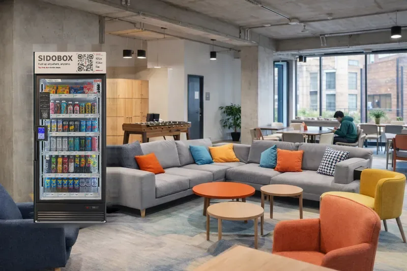 Our Sidobox fridge shown in a student residence common room