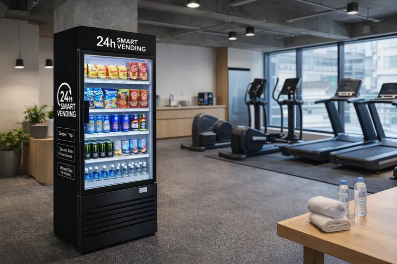 Smart fridge near a gym reception