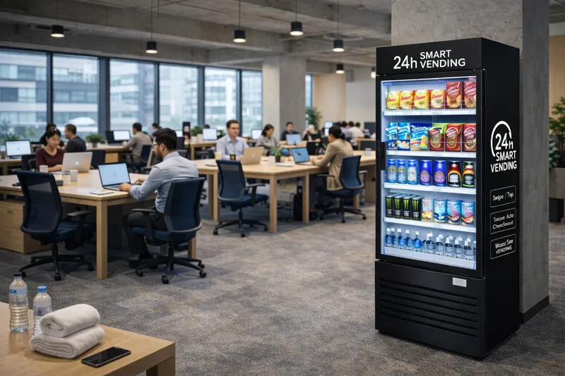 Smart fridge in an office building breakout area