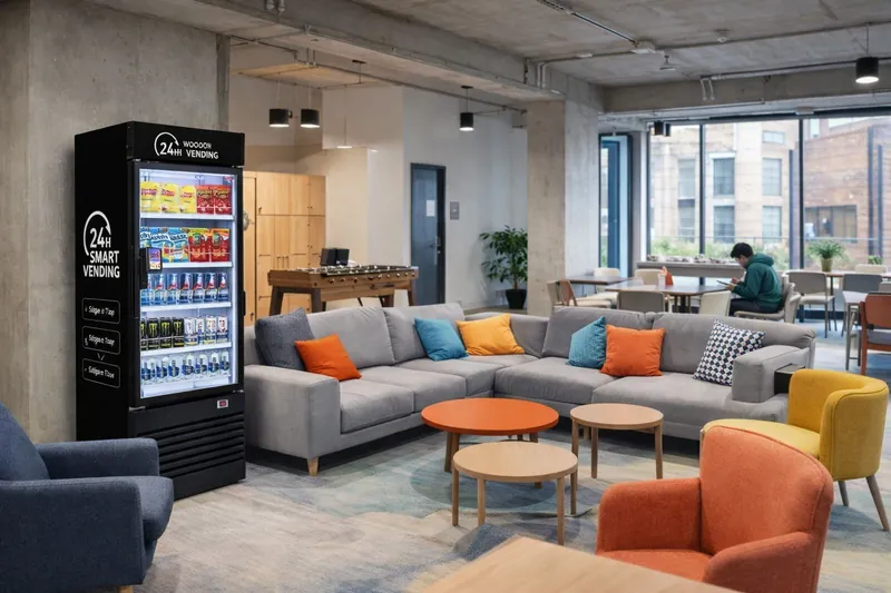 Smart fridge in a student residence common room